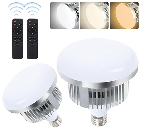 FGen LED Fotolampe, 2X135W Aufrüstung Fotoleuchte E27 3000-6500K Einstellbar mit Fernbedienung, LED Fotostudio Lampe Energiesparend Beleuchtung, für Softbox und Fotografie LED135