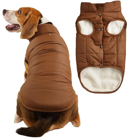 Fansu Abrigo Perro Chaqueta Ropa para Perros, Chaqueta de Algodón Chaleco Caliente a Prueba de Viento, Ropa de Invierno para Mascotas, para Perros Pequeños y Medianos (3XL,Marrón)