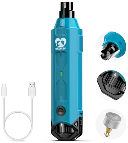 Casfuy Krallenschleifer für Hunde 6-Gang – Neuester Krallenschleifer für Haustiere, Superleise, Wiederaufladbare, Elektrische Krallenschere für Große, Mittelgroße und Kleine Hunde