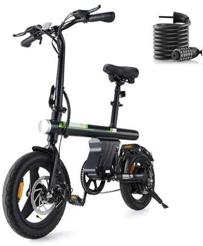 Finbike U1 Electric Bike for Adult/Teens,14 Folding Electric Bicycle with LCD Display,25KM/H & 45KM Range,4H Fast Charge,4 Riding Modes,Rear Shock Absorber,120KG Capacity,Compact Foldable Ebike