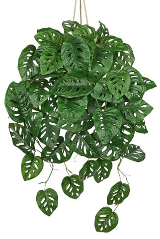 Arborus Konstväxter i kruka, konstgjord hängväxt i kruka, konstgjorda växter, konstgjorda monstera-blad, 20 cm, krukväxter, deskalllansar för bord, dekoration, badrum, dekoration
