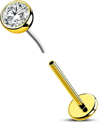 OUFER Kroppspiercing läppstift titan 20 g labret piercing 5/6/8/10/12 mm intryckande läpp helix lob knoppstång trådlös tragus conch piercing smycken, 8mm, Titan