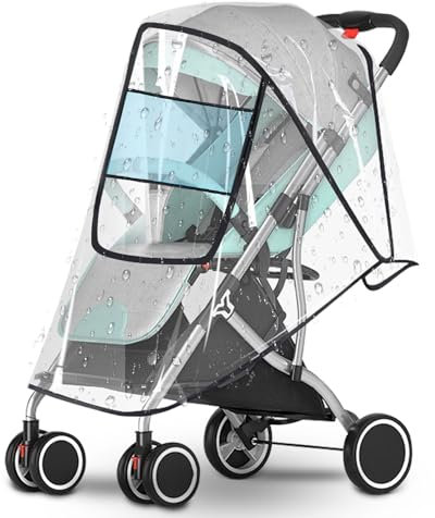 Kinderwagen Regenschutz, Schutz vor Kinderwagen Abdeckung, Universal Regenschutz für Kinderwagen, Komfort Regenverdeck für Kinderwagen mit Babywanne und Sportsitz (Transparent)