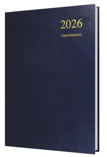 Collins - Essential - 2026 12 Month Calendar Year Planner, Day-To-Page with 1/2 Hourly Appointments Diary, A5 Hard Cover - Dark Blue (ESSA51A.65-26)