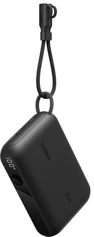 Belkin Batería Externa Carga Rápida, Power Bank 10000mah, Dos Puertos USB-C, Pantalla Digital, Carga de 20 W, para iPhone 16 y 15 Series, Samsung Galaxy S25, S24, Pixel 9, iPad y Otros, Negro