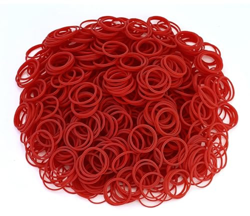 REBECCAHOWARD 1200 små elastiska gummiband, röd mini hårband, 25 mm, för hår, hantverk, dokument, möbler, hantverk, gör-det-själv