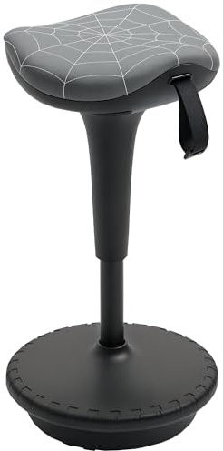 Vinsetto Bürohocker mit Schwenkfunktion, ergonomischer Hocker, höhenverstellbar 65,5-83,5 cm Arbeitshocker Sitzhocker groß Sockel, 120° neigbar Stehhocker, Anti-Rutsch, für Büro Arbeitszimmer, Grau