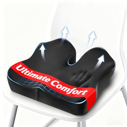 Niceeday Seat Cushion for Office Chair & Car - Premium Memory Foam with Ergonomic U-Shape Design - Enhanced Comfort for Tailbone & Hip Support, Non-Slip Base & Machine Washable Cover