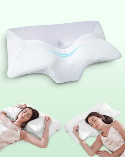FEYIDEO Cuscino Cervicale per Dormire, 70x40 Grande Cuscino Ergonomico in Memory Foam, Cuscino per Supporto per Chi Dorme di Lato, sulla Schiena e a Pancia in Giù