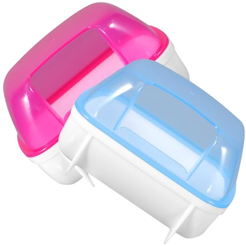 HEMOTON Bain de Sable pour Hamster et Chinchilla 2 Pièces Bleu et Rouge Grand Format 125 X 9 X 9 CM Bac en Plastique Semi-Transparent pour Salle de Bain de Sable Petits Animaux
