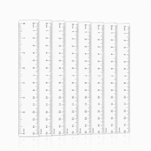8PCS Plastique Regle 15 cm, Plastique Regle, Règles en Plastique Transparentes, Règle Souple Incassable pour École, Bureau, Étudiants, Dessin, Mesure Précise et Création Artistique