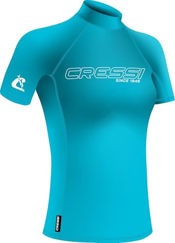 CRESSI Sentinel Lady Camiseta de Manga Corta Protección Solar UPF 50+, Sechado Rápido, Natación Surf Buceo Pesca Playa Piscina y Deportes Acuáticos Mujer (Pack de 1)