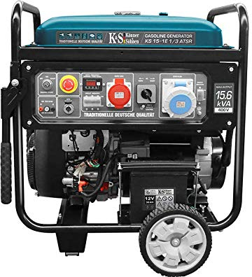 Könner & Söhnen KS 15-1E 1/3 ATSR - Stromerzeuger 22 PS, 4-Takt 2-Zylinder Benzinmotor mit Kupfer, E-Start, Notstromautomatik, Spannungsregler, LED-Anzeige, 12500/11500 Watt