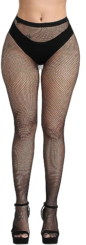 SAFSOU Fishnet Stockings For Women Sexy With Stretch Waistband,Black Fishnets With Reinforced Toes, Fishnet Tights With High Elastic