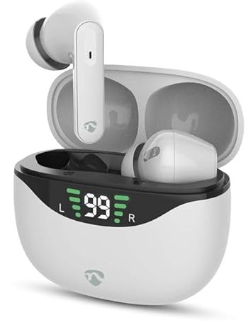 Nedis Vollständig drahtlose Kopfhörer - ANC (Active noice Cancelling) - Bluetooth - max. Batteriespielzeit: 30 Std - Berührungssteuerung - Kabelloses Ladegehäuse - Eingebautes Mikro - Stimmkontrolle
