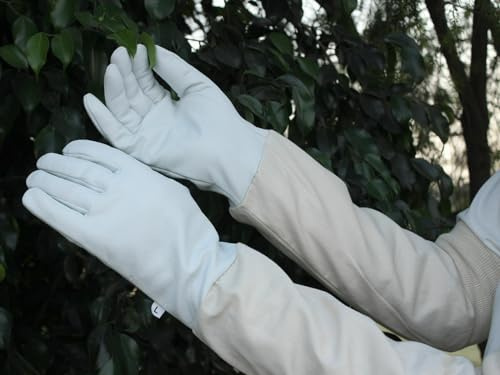 COLOURLINX Beekeeping Gloves Goatskin Leather Protective Gloves For Beekeeper with Vented Sleeves Elastic Cuff Sting Protection Gardening Gloves (L)