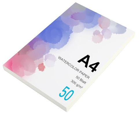 Premium Aquarellpapier 300g/m² I 50 Blatt I Vielseitiger Aquarellblock für brillante Kunstwerke I Ideal für Aquarell, Gouache, Tempera & Acryl I Hochwertiges Watercolor Paper