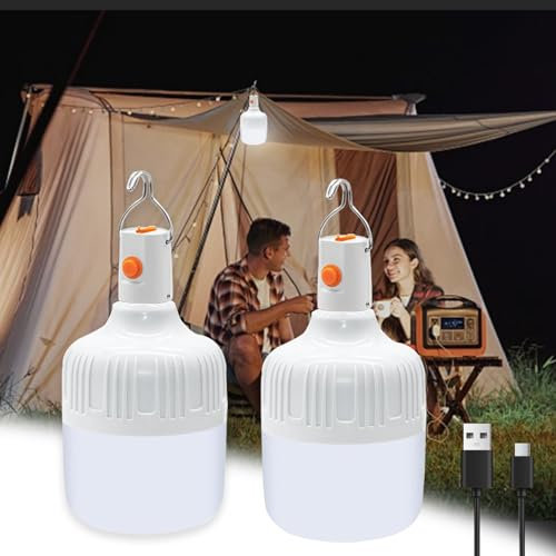 LIAISIMI LED Camping Lantern,USB Wiederaufladbare Campinglampe,3Helligkeiten Leuchtmodi Tragbare Outdoor Laterne für Camping Angeln Wandern Stromausfall Notfall (2 Pack)