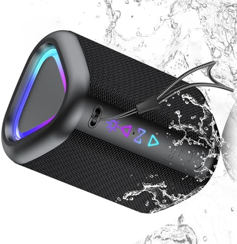 aowoka Bluetooth Speaker, 2025 Portable Wireless Speakers With Led Light, Bluetooth 5.4, 24H Playtime, Enhanced Bass, IPX7 Waterproof, Outdoor Speaker for Travel, Sport, Party, Biking.