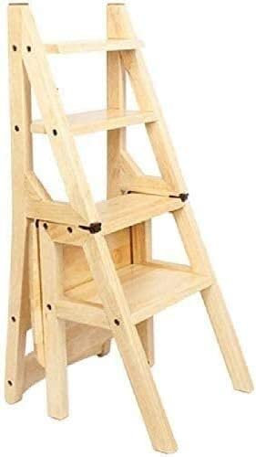 Solid Wood Foldable Staircase Chair - Multifunctional Step Stool & Ladder for Home Use, Space-Saving Design, Versatile Seating and Storage Solution
