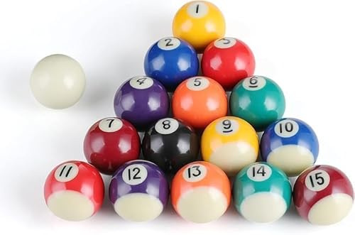 Hominas Billardkugeln Set 16 Stück 38 mm Mini Pool Ball Billard Set aus Kunstharz Mini Billardtisch Zubehör für Kinder Partyspiele zu Hause