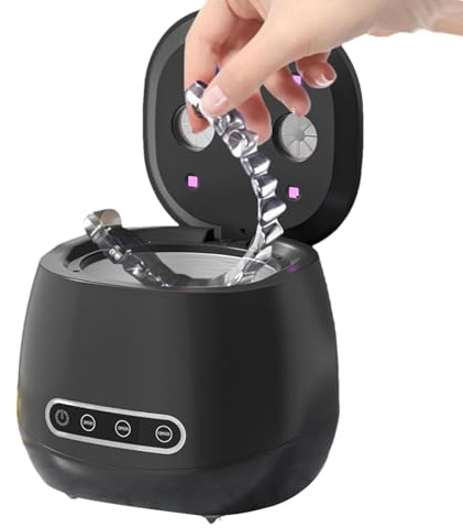 Detergente per retainer – paradenti 52 kHz pulitore portatile ad alta frequenza UV per protesi dentali, paradenti e allineatori per tutte le età a casa e in viaggio