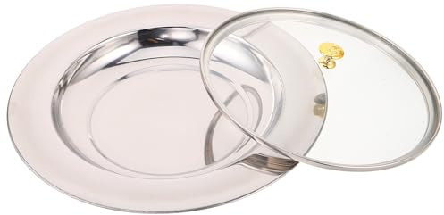 ELAYARD Set Vassoio per Pane della Comunione in Acciaio Inox con Coperchio in Vetro Piatto per Distribuzione Comunione Chiesa Forniture per Cerimonie Religiose Indoor e Outdoor