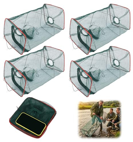 4 stycken fiskresor, nätfiske, betesfisk, reuse fisk, betesfisk, kräftfälla, fiskfälla för små fiskar, reusa, fiske, vikbar fiskfälla, kräftströ