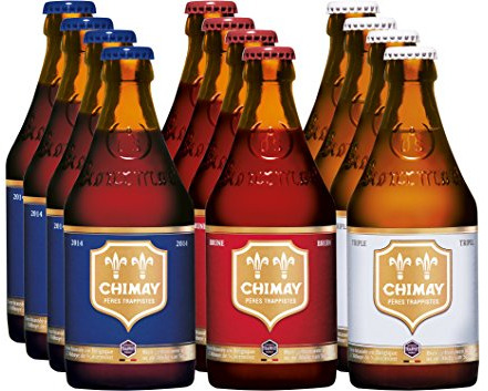Chimay Trappist 12er Paket (je 4x Chimay Rouge + Chimay Bleue + Chimay Tripel) Bier, komplexe Klosterbiere, Bier wie Wein, Geschenk, Mann, Frau, Gourmet, Weinliebhaber