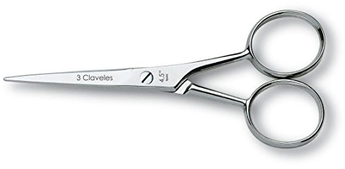 3 Claveles 27003 Tijera Bigote para Barbería, Recta de 4.5, Cranberry