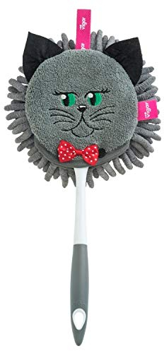 VIGAR - Plumeau en Microfibre - Double Usage avec Chiffon sur Le Devant - 36 x 15 x 11,5 cm - Modèle Felix - avec Double Crochet - Microfibre Lavable - Gris