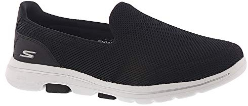 Skechers Go Walk 5, Zapatillas sin Cordones Mujer, Black Textile White Trim, 36 EU
