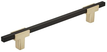 Amerock | Cabinet Pull | Brushed Gold/Matte Black | 6-5/16 inch (160 mm) Center to Center | Urbanite | 1 Pack | Drawer Pull | Drawer Handle | Cabinet Hardware