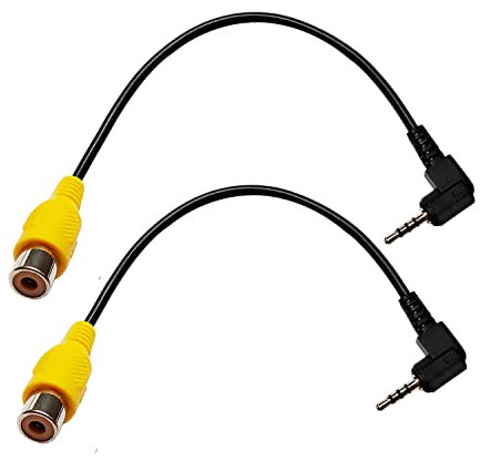 LUVMOXE 2 Pack 90 Degree Angle 2.5mm to RCA Adapter Cable, for GPS, DVR, Backup Camera-20cm/7.9 inch