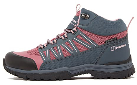 Berghaus Kids’ Explorer Mid Hiking Boot with High Traction Sole, Waterproof, Breathable, Lightweight, Durable, Vegan Friendly (Pink, UK Footwear Size System, Big Kid, Numeric, Medium, 6)