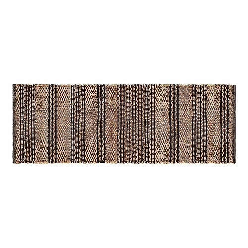 Loberon Läufer Lantenot, Zeitloses Streifendesign, Handgewebt, Strapazierfähig & Langlebig, 50x140 cm, Teppich, Wohntextilien, Wohn-Accessoire, Jute, Polyester, beige/schwarz