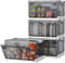 Czemo Faltbar Aufbewahrungsbox mit Deckel, 3x56L Groß Stapelbare Kisten Kunststoffbox mit Rollen, Transparent Klappbox Ordnungsboxen im Schlafzimmer, Garage, Kleiderschrank, Camper, Umziehen, Schwarz