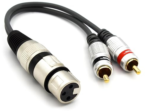 VITALCO XLR hona till 2 x RCA hanadapter 3 PIN mikrofon till dubbel RCA-kontaktkabel