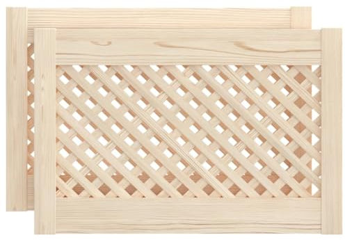vidaXL Schranktüren 2 Stk., Schranktür mit Gitter-Design, Multifunktional Holztür mit offenen Lamellen, Lamellentür Möbel Tür, 59,5x39,5 cm Massivholz Kiefer