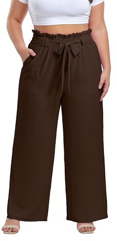 OLRIK Plus Size Trousers for Women Maternity Dress Pants Coffee-3X