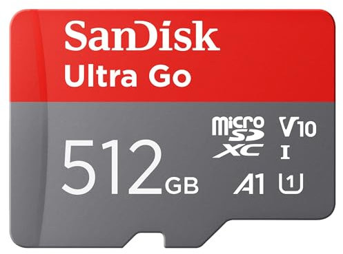 SanDisk Ultra Go Micro SDXC Speicherkarte 512 GB + SD Adapter (Für Android Smartphones und Tablets, bis zu 150 MB/s Lesegeschwindigkeit) A1, Full HD Video, UHS-I, Class 10, U1, Für Amazon