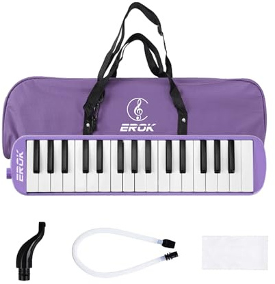 EROK 32 Keys Melodica Keyboard Instrument - Portable with Carrying Bag, Ideal for Beginners & Adults Gift (Purple)