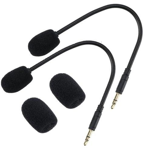 2Pcs Replacement Microphone 3.5mm and 2Pcs 33 * 22 * 8mm Microphone Cover, Microphone Cover Foam, Microphone Foam Cover, Suitable for Computer Audio Accessories Laptop(Black)