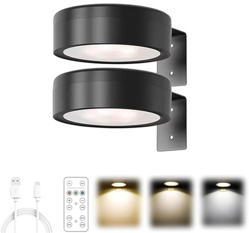Picture Lights für Wand Mit 3 Farbtemperaturen, Bilderbeleuchtung Mit Fernbedienung, Kabelloses Magnetisches LED Wiederaufladbares Licht für Malerei, Bilderrahmen Ohne Bohren, GemäLde Lampe (Schwarz)