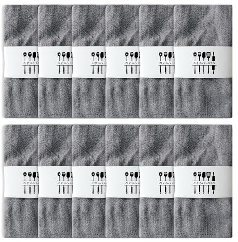 Tygservetter, linneservetter, 12-pack 40 x 40 cm, högkvalitativ bomull, 100 % naturliga tygservetter, kökstygservetter bordsdekoration för jul, ädelt bröllop, födelsedag (grå)