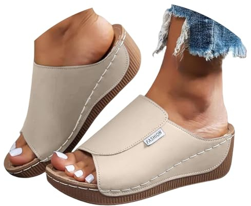 Ciabatte Donna Estive Ortopediche pelle Anatomiche Sandali Pantofole Zeppa Comode da Casa Eleganti Leggere Ciabatte per Fascite Plantare Moda Aperta Antiscivolo Arch Support Sandalo Spiaggia Mare 2025
