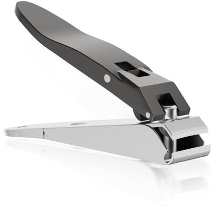 ESSBES Tagliaunghie resistente da uomo, affilato, in acciaio inox, con raccogli unghie, strumento di precisione per la toelettatura di unghie spesse, regalo per papà, marito, lui