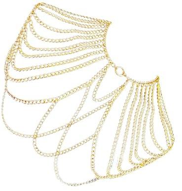 Collier d'épaule en alliage pour homme - Chaîne de corps - Bijoux de personnalité pour les boîtes de nuit et les fêtes de plage, les clubs, taille unique, Comme décrit, Comme décrit.