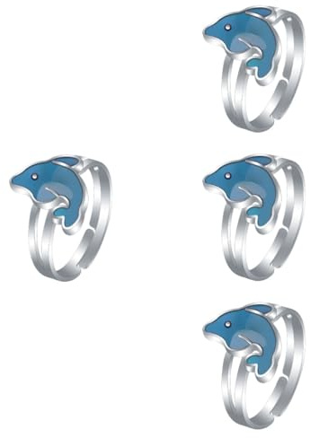 4st Creative Dolphin Finger Rings Vuxna Färg Byt S humörstemperaturdräkt Rekvisita för fester och evenemang