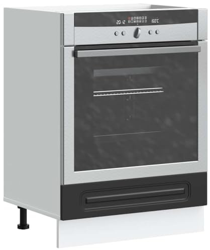 Zeehear Armadietto per stufa, Kalmar, nero, in legno, 60 x 46 x 81,5 cm, piedini regolabili, armadio da cucina con spazio per forno, microonde, facile da pulire